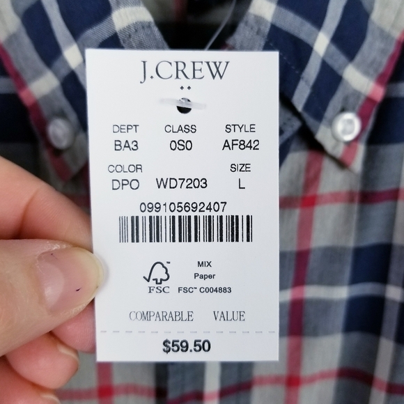 J. Crew Slim Flex Washed Plaid Button Front Shirt NWT size Large - Picture 5 of 10